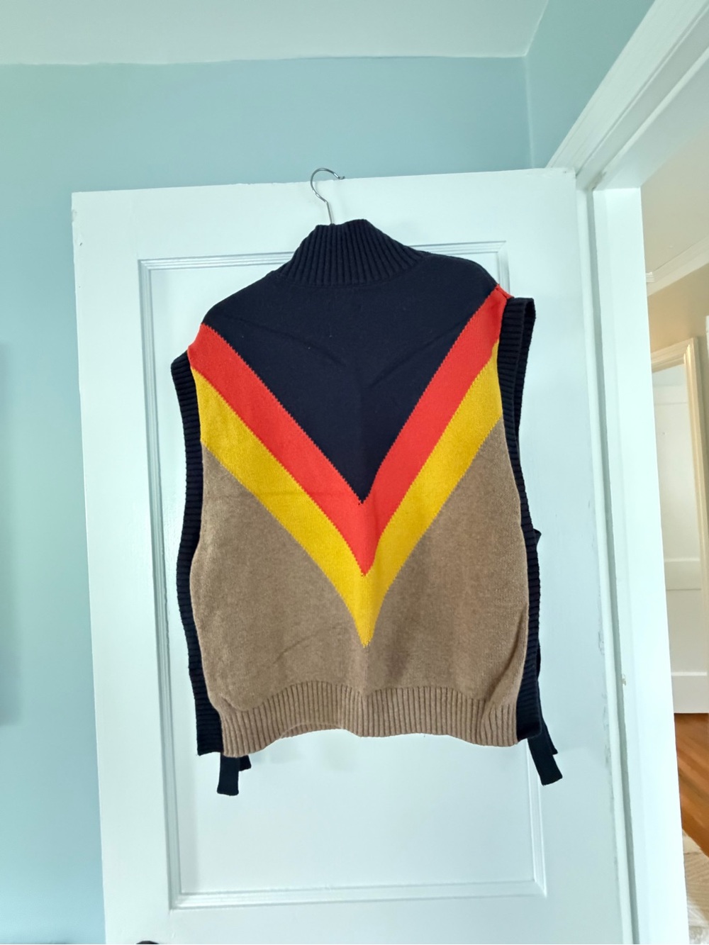Maeve Black, Red, Yellow & Brown Chevron Knit Vest